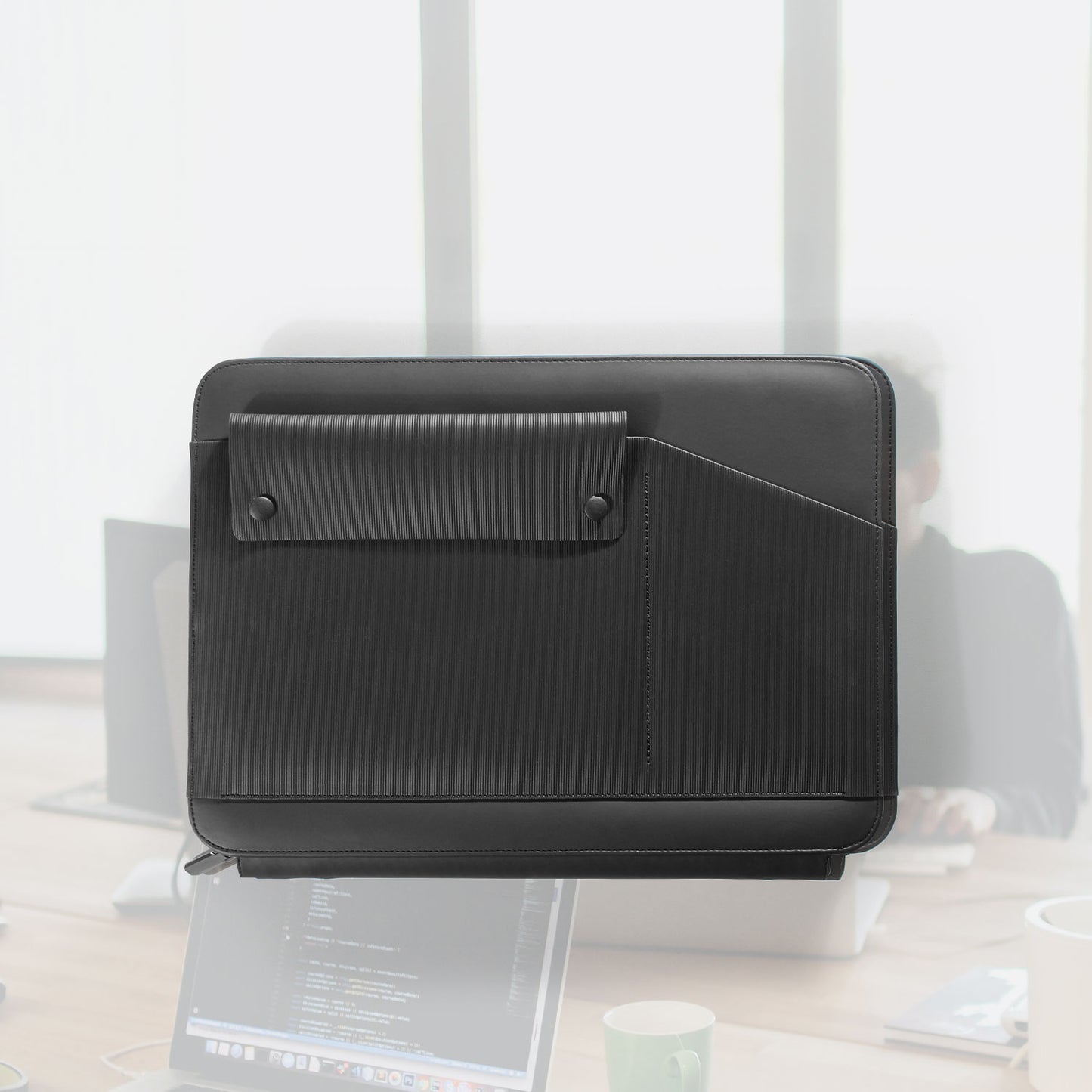 Lines Leather Laptop Sleeve