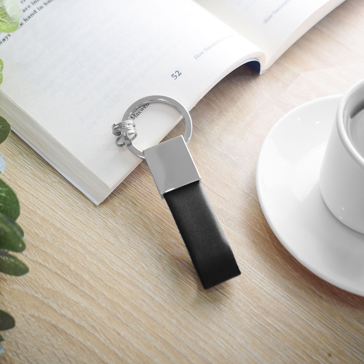 Executive Rectangular Leather Strap Keychain (CK10)