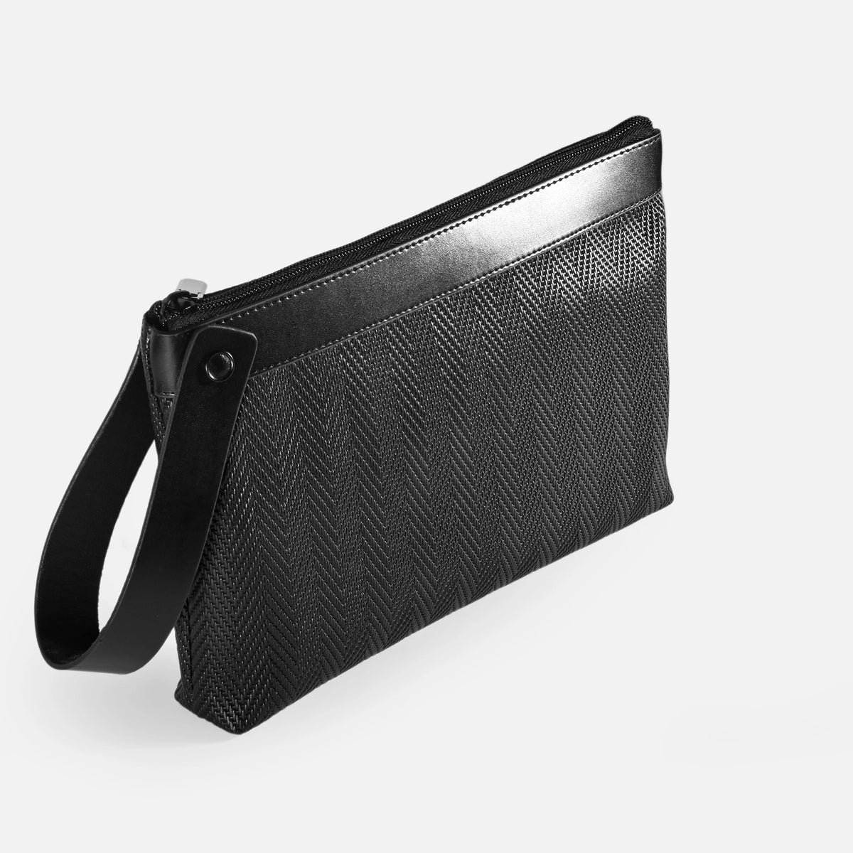 The Executive Chevron-Textured Pouch with Wrist Strap (HB15M)