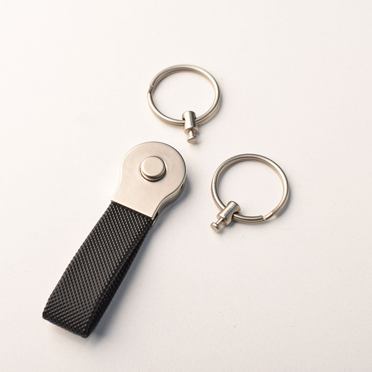 Leather Key Chain with Silver Rings