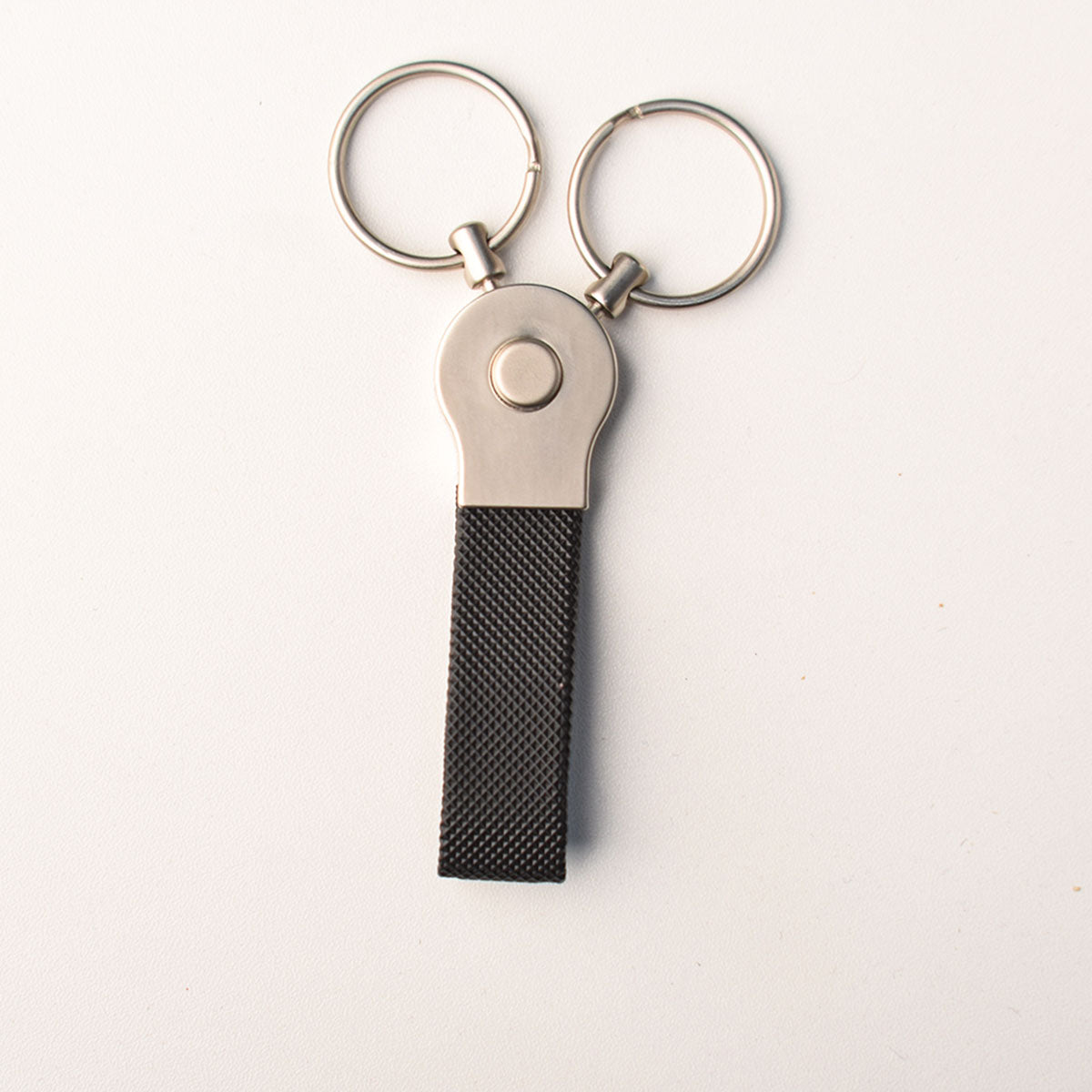 Leather Key Chain with Silver Rings
