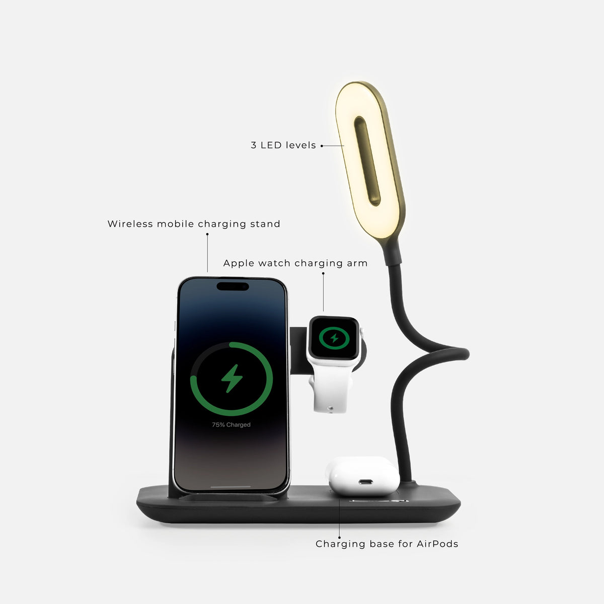 4-in-1 Multifunctional Wireless Charging Station with LED Desk Lamp (Wct42)