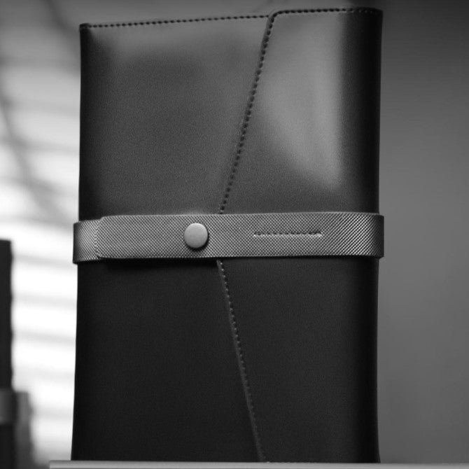 Black leather organiser