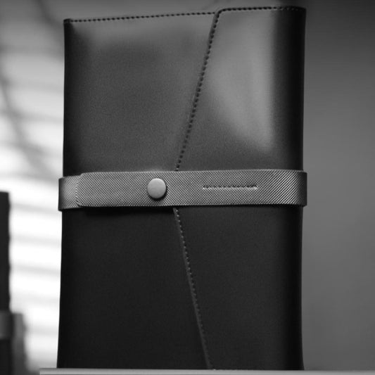 Black leather organiser